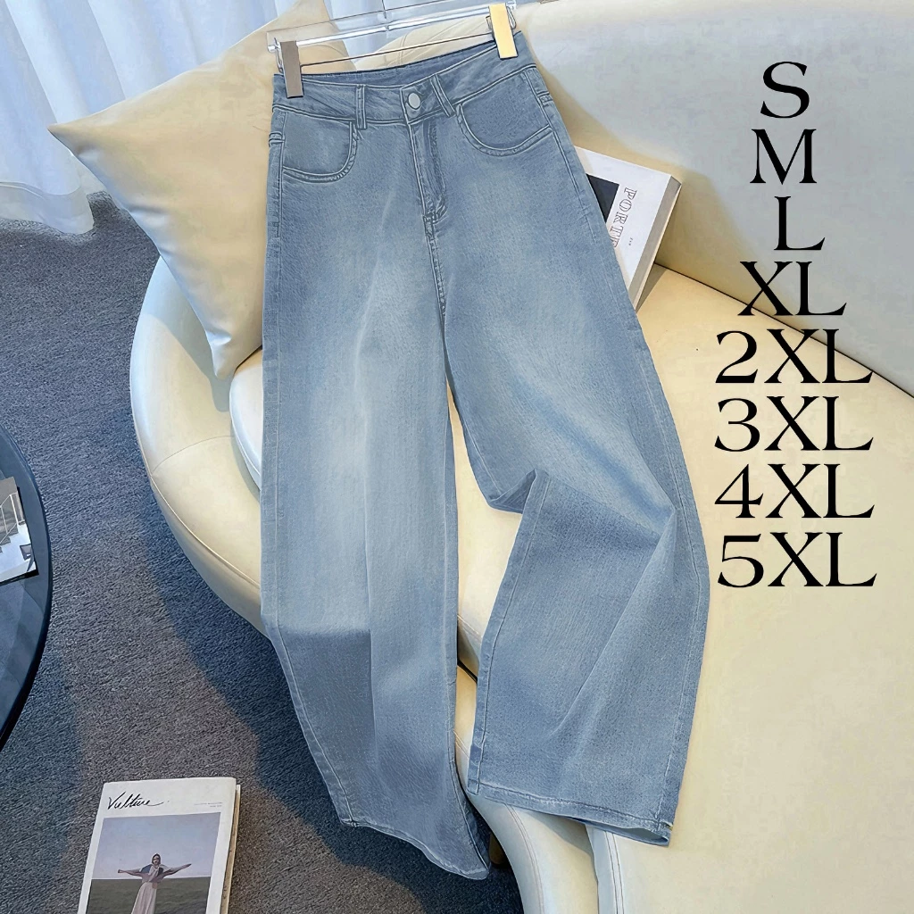 Veegirl Celana Jeans Gombrong Wanita Jeans Highwaist Kulot Panjang Celana Fashion Korean Style Baggy Jeans Jumbo Casual Celana Loose Denim Kekinian Wanita