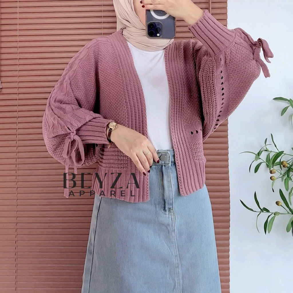 Arumi Cable Cardi Outer Knitt Cantik Atasan Wanita Rajut Cadigan Lucu Bahan Acrylic